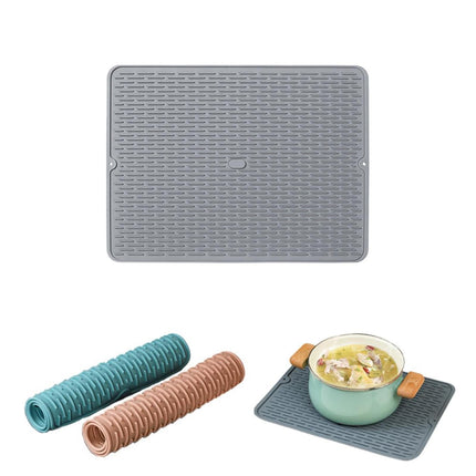 JWDX Placemat Clearance, Silicone Dish Drying Mat 2025 New Kitchen Sink Silicone Draining Mat Fast Drying Stone Sink Tray Heat Silicone Mat Easy Clean Raised Edge Holds Water E.