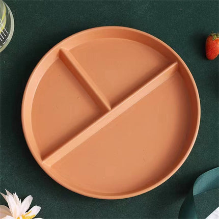 JWDX Tableware Clearance, Wheat Plates for Adults Reusable Dinnerware Set Kids Divided Plate Bariatric Plastic Salad Lunch Tray Microwave and Dishwasher A.