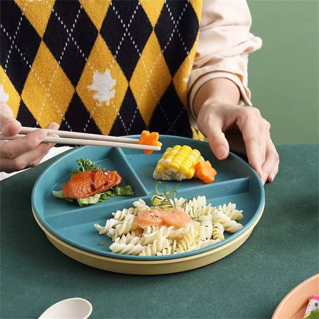 JWDX Tableware Clearance, Wheat Plates for Adults Reusable Dinnerware Set Kids Divided Plate Bariatric Plastic Salad Lunch Tray Microwave and Dishwasher BU2.