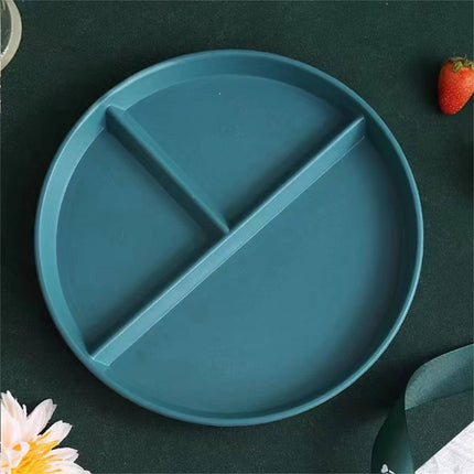 JWDX Tableware Clearance, Wheat Plates for Adults Reusable Dinnerware Set Kids Divided Plate Bariatric Plastic Salad Lunch Tray Microwave and Dishwasher BU2.