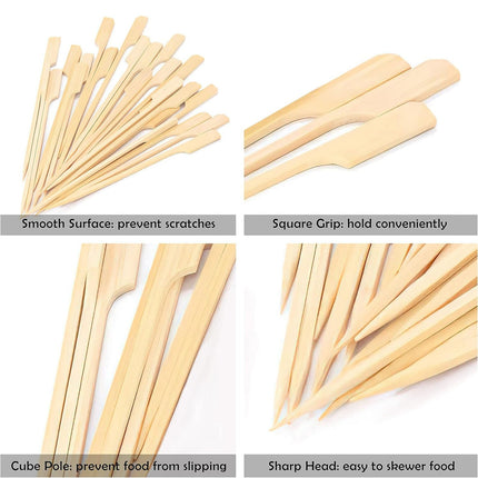 JWDX Skewer Clearance, Skewers 100Pcs Food Toothpicks Wide Flat Wood Picks for Cocktail Fruit Grilling Drink Bbq Barbecue Yakitori Chicken Fondue Roast BGB.