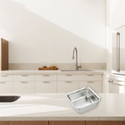 JWDX Closure Bags and Lids and Boxes Clearance, 1Pc Dish Tub for Kitchen Sink Square Stainless Tub with Smooth and Wide Edge Stackable Stable Flat Bottom Multi Purpose Wash Basin As shown.