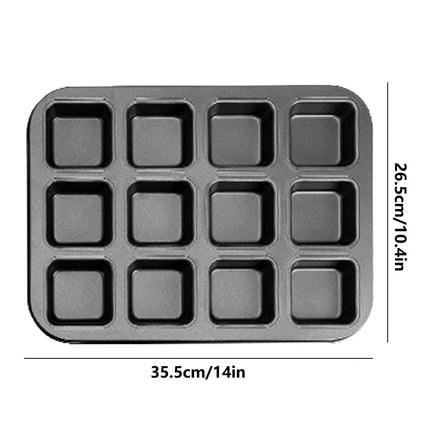 JWDX Non-Stick Pan Clearance, 12 Cup Square Baking Pan Non Stick Baking Pan Bread Plaid Cake Baking Tools As shown.