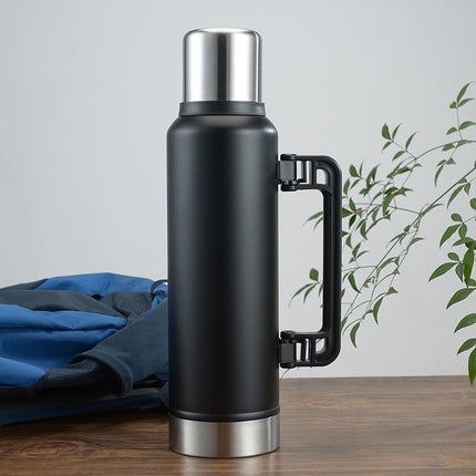 JWDX Glass and Bottle Clearance, Stainless Vacuum Insulated Travel Jug Large Capacity Outdoor Thermal Water Bottle with Carry Handle 1400Ml BKB.