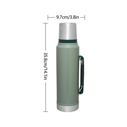 JWDX Glass and Bottle Clearance, Stainless Vacuum Insulated Travel Jug Large Capacity Outdoor Thermal Water Bottle with Carry Handle 1400Ml BKB.