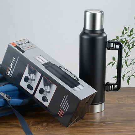 JWDX Glass and Bottle Clearance, Stainless Vacuum Insulated Travel Jug Large Capacity Outdoor Thermal Water Bottle with Carry Handle 1400Ml BKB.