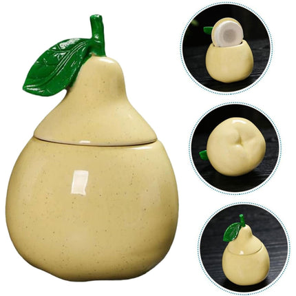 JWDX Glass and Bottle Clearance, Ceramic Pear Shaped Tea Canister with Lid Decorative Jar for Kitchen Airtight Container for Coffee Sugar and Flour Storage for Candy or Tin As shown.