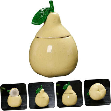 JWDX Glass and Bottle Clearance, Ceramic Pear Shaped Tea Canister with Lid Decorative Jar for Kitchen Airtight Container for Coffee Sugar and Flour Storage for Candy or Tin As shown.