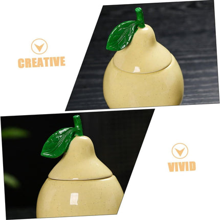 JWDX Glass and Bottle Clearance, Ceramic Pear Shaped Tea Canister with Lid Decorative Jar for Kitchen Airtight Container for Coffee Sugar and Flour Storage for Candy or Tin As shown.