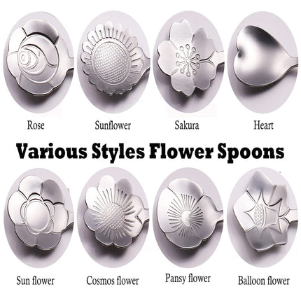 JWDX Cooking Utensils Clearance, Flower Spoon Set 8Pcs Stainless Teaspoon Rainbow Color for Coffee Tea Mixing Sugar Ice Stir Bar Spoons 8 Diffient Pattern Colorful Cutlery Set Kitchen Tool Gif As shown.