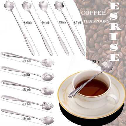 JWDX Cooking Utensils Clearance, Flower Spoon Set 8Pcs Stainless Teaspoon Rainbow Color for Coffee Tea Mixing Sugar Ice Stir Bar Spoons 8 Diffient Pattern Colorful Cutlery Set Kitchen Tool Gif As shown.