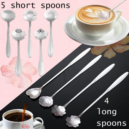 JWDX Cooking Utensils Clearance, Flower Spoon Set 8Pcs Stainless Teaspoon Rainbow Color for Coffee Tea Mixing Sugar Ice Stir Bar Spoons 8 Diffient Pattern Colorful Cutlery Set Kitchen Tool Gif As shown.