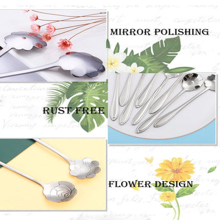 JWDX Cooking Utensils Clearance, Flower Spoon Set 8Pcs Stainless Teaspoon Rainbow Color for Coffee Tea Mixing Sugar Ice Stir Bar Spoons 8 Diffient Pattern Colorful Cutlery Set Kitchen Tool Gif As shown.