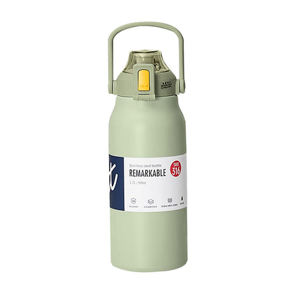 JWDX Glass and Bottle Clearance, Stainless Thermal Water Bottle Thermoses Vacuum Flask with Tumbler Portable Cold Hot Drinks Cup Fitness Cute (Size : 1300Ml) Green.