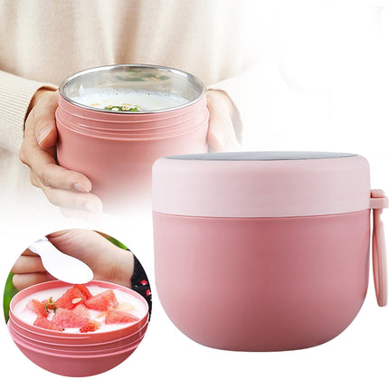JWDX Storage Containers Clearance, Vacuum Insulated Food Jar with Spoon Plastic Insulated Food Container Insulated Food Soup Cup Leakproof School Picnic Outdoor Hot and Cold Food (600Ml) PKA.
