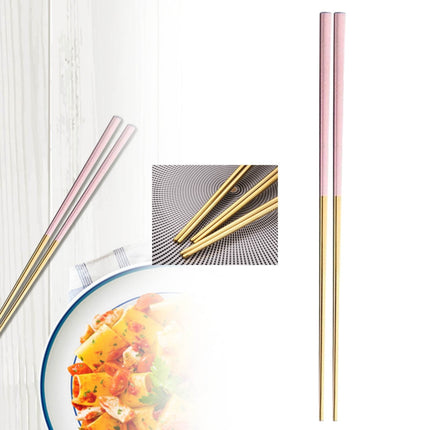 JWDX Tableware Clearance, 1 Pairs Stainless Chopsticks Reusable Dishwasher Noodles Chopsticks Eating Cooking Dinning Flatware Kitchen Utensils(Gold ) As shown.
