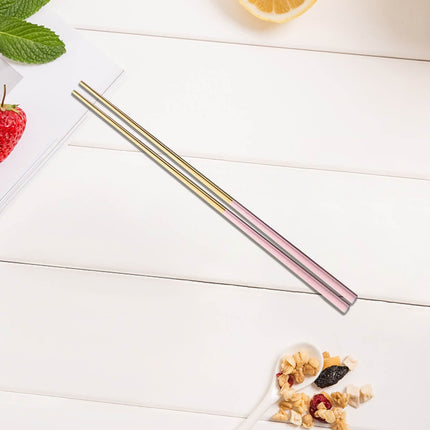 JWDX Tableware Clearance, 1 Pairs Stainless Chopsticks Reusable Dishwasher Noodles Chopsticks Eating Cooking Dinning Flatware Kitchen Utensils(Gold ) As shown.