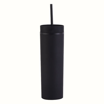 JWDX Glass and Bottle Clearance, 16Oz Tumbler with Lid and Plastic Water Coffee Tumbler Cup Water Bottle Slim Double Wall Reusable Plastic Tumbler Cups Travel Mug Coffee Cup 450Ml BKA.