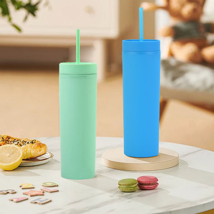 JWDX Glass and Bottle Clearance, 16Oz Tumbler with Lid and Plastic Water Coffee Tumbler Cup Water Bottle Slim Double Wall Reusable Plastic Tumbler Cups Travel Mug Coffee Cup 450Ml C.