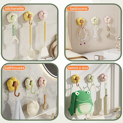 Clearance! JWDX Hooks, Traceless Hook, Sunflower Shaped Suction Cup Hooks for Hanging Without Drilling Leaving No Marks. Strong Vacuum Suction Hooks for Kitchen Living Room and Bathroom. Z4-Red.
