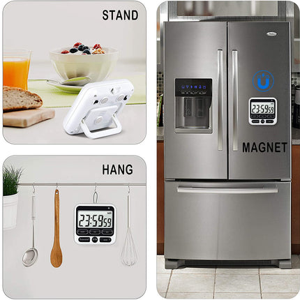 Digital Countdown Kitchen Timer -Count Up Down Magnetic Timer Clock for Cooking Baking Gym Students Black.