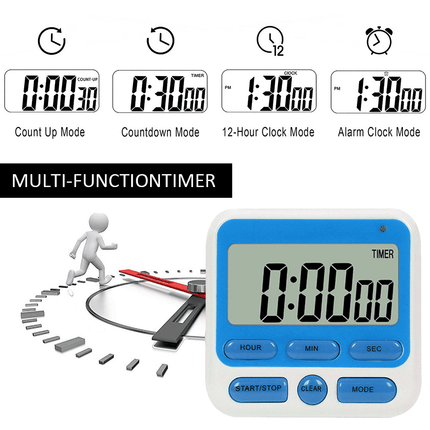 Digital Countdown Kitchen Timer -Count Up Down Magnetic Timer Clock for Cooking Baking Gym Students Blue.