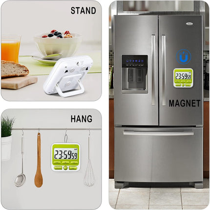 Digital Countdown Kitchen Timer -Count Up Down Magnetic Timer Clock for Cooking Baking Gym Students Green.