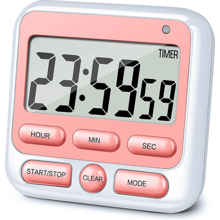 Digital Countdown Kitchen Timer -Count Up Down Magnetic Timer Clock for Cooking Baking Gym Students Pink.
