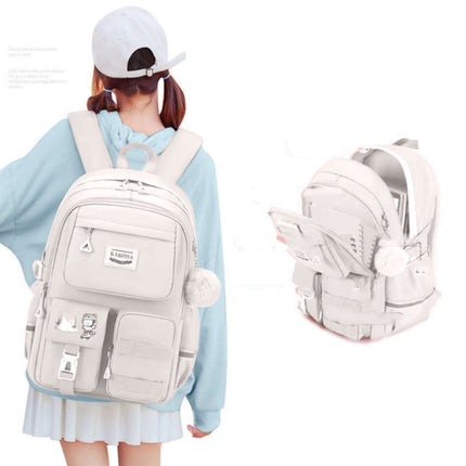 Back to College Yxwen school bag 17" Travel Backpack Carry on Laptop Backpack Overnight Bag Bag Casual Daypack for Women Men White.