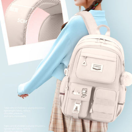 Back to College Yxwen school bag 17" Travel Backpack Carry on Laptop Backpack Overnight Bag Bag Casual Daypack for Women Men White.