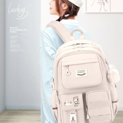 Back to College Yxwen school bag 17" Travel Backpack Carry on Laptop Backpack Overnight Bag Bag Casual Daypack for Women Men White.