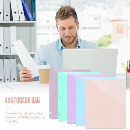 A4Pp Document Bag 3-Hole Loose-Leaf Document Bag Insert Bag (5Pcs) Jwdx Dividers with Pockets Dividers with Pockets Pocket Dividers with 3 Holes for 3 Ring Bividers with Pocket & Tabs for Planners One Size Light blue.