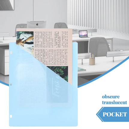 A4Pp Document Bag 3-Hole Loose-Leaf Document Bag Insert Bag (5Pcs) Jwdx Dividers with Pockets Dividers with Pockets Pocket Dividers with 3 Holes for 3 Ring Bividers with Pocket & Tabs for Planners One Size Light blue.