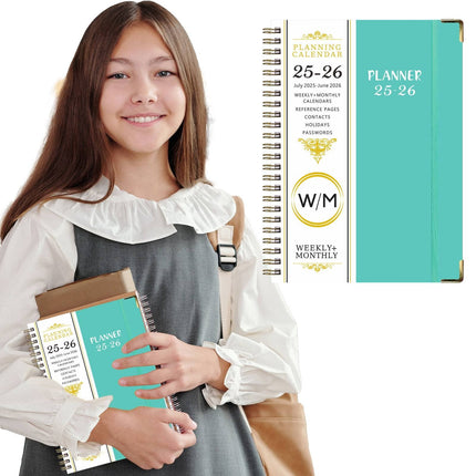 Summer Deal！ Yxwen 25.7-26.6 Years English Notepad A5 2025.7 to 2026.6 Planner – Weekly ＆ Monthly Planner Fromfrom July 2025 to 2026 Daily and Monthly Planner Notebook One Size Mint Green.