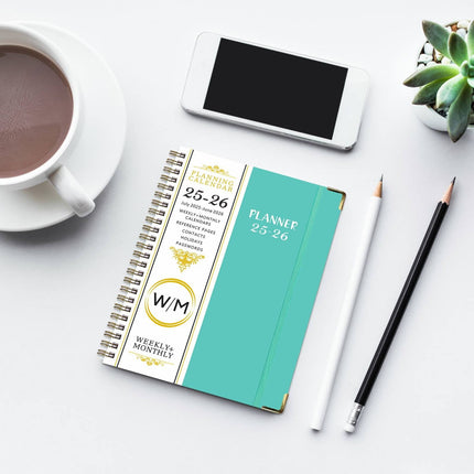 Summer Deal！ Yxwen 25.7-26.6 Years English Notepad A5 2025.7 to 2026.6 Planner – Weekly ＆ Monthly Planner Fromfrom July 2025 to 2026 Daily and Monthly Planner Notebook One Size Mint Green.