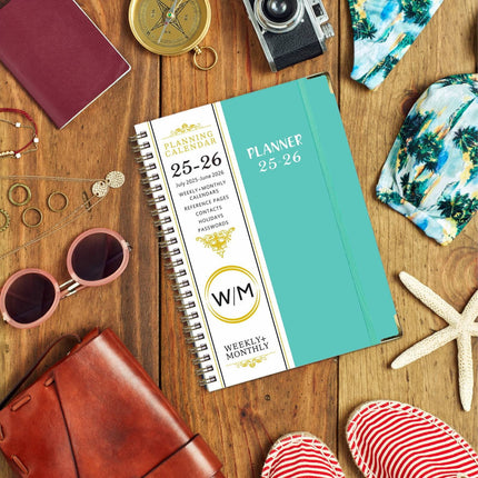 Summer Deal！ Yxwen 25.7-26.6 Years English Notepad A5 2025.7 to 2026.6 Planner – Weekly ＆ Monthly Planner Fromfrom July 2025 to 2026 Daily and Monthly Planner Notebook One Size Mint Green.