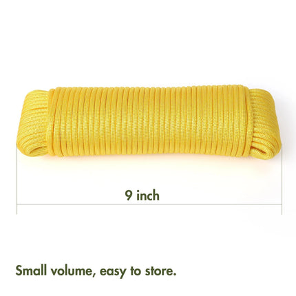 Jwdx Safety Rope*1 100 Foot 550Lbs Paracord Polyester Yellow Model 2156 Strong All Purpose Utility Rope – Camping Crafting Flag Pole Indoor & Outdoor One Size Yellow.