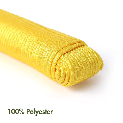 Jwdx Safety Rope*1 100 Foot 550Lbs Paracord Polyester Yellow Model 2156 Strong All Purpose Utility Rope – Camping Crafting Flag Pole Indoor & Outdoor One Size Yellow.