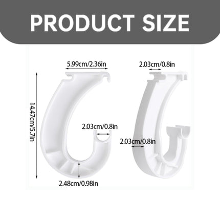 Hanging J Shape Closet Rod Bracket White 2Pc JWDX, 2Pcs Hanging Closet Rod Support Closet Shelf Rod Holder Sturdy J Shaped Closet Brackets for Hanging Clothes Cabinets Storage and Curtain One Size D.