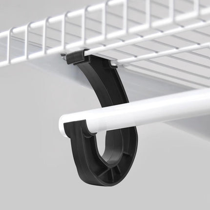 Hanging J Shape Closet Rod Bracket White 2Pc JWDX, 2Pcs Hanging Closet Rod Support Closet Shelf Rod Holder Sturdy J Shaped Closet Brackets for Hanging Clothes Cabinets Storage and Curtain One Size D.