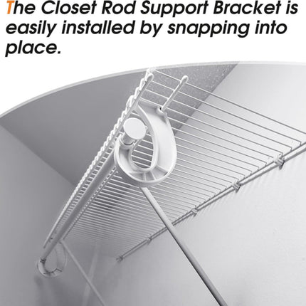 Hanging J Shape Closet Rod Bracket White 2Pc JWDX, 2Pcs Hanging Closet Rod Support Closet Shelf Rod Holder Sturdy J Shaped Closet Brackets for Hanging Clothes Cabinets Storage and Curtain One Size D.