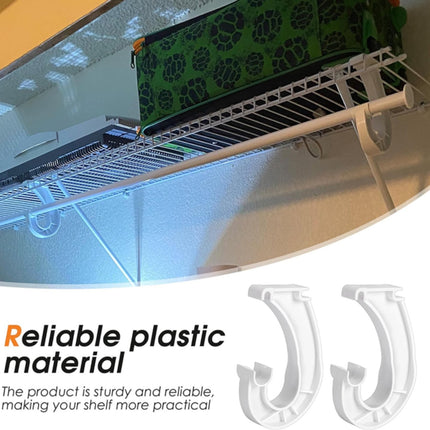 Hanging J Shape Closet Rod Bracket White 2Pc JWDX, 2Pcs Hanging Closet Rod Support Closet Shelf Rod Holder Sturdy J Shaped Closet Brackets for Hanging Clothes Cabinets Storage and Curtain One Size D.