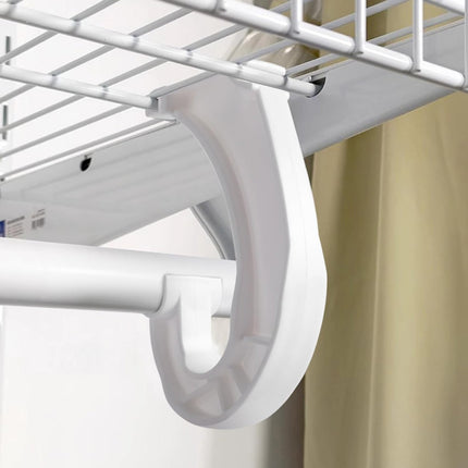 Hanging J Shape Closet Rod Bracket White 2Pc JWDX, 2Pcs Hanging Closet Rod Support Closet Shelf Rod Holder Sturdy J Shaped Closet Brackets for Hanging Clothes Cabinets Storage and Curtain One Size D.