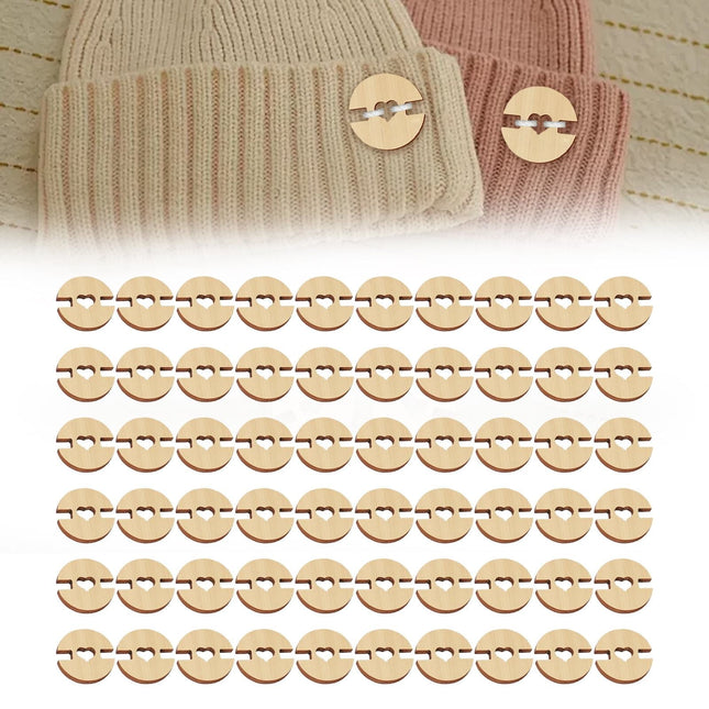 JWDX, 50/60/100 Buttons 50/60/100 Pcs Buttons for Hats Wooden Handmade Buttons Removable Love Button Crafts Faux Fastener Holder Sewing Clothing Accessories for Knitting Crochet One Size BA.