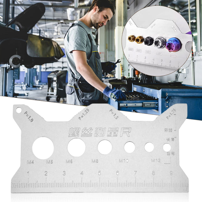 Screw Measuring Tape JWDX, 1 Measuring Ruler Precisions Screw Gauges Accurate Measurement Tool Screw Measuring Card Portable Screw Size Measuring for 4Mm/5Mm One Size Silver.