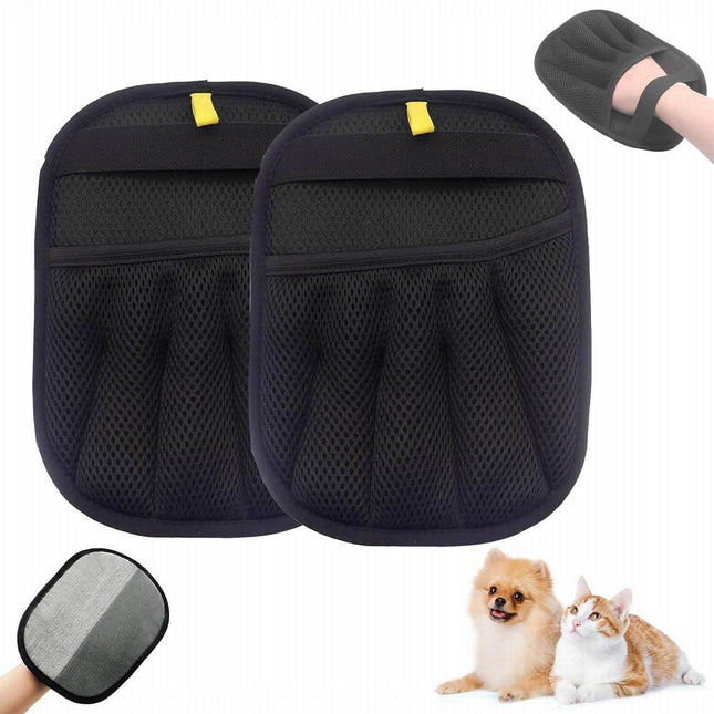 Pet Hair Removal Gloves JWDX, 1 Glove*2 Pet Hair Removal Glove Double Reusable Pet Hair Remover Electrostatic Gloves for Couch Furniture Clothing One Size*2 Black*2.