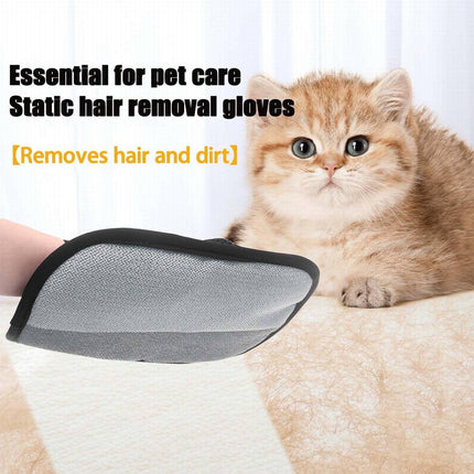 Pet Hair Removal Gloves JWDX, 1 Glove*2 Pet Hair Removal Glove Double Reusable Pet Hair Remover Electrostatic Gloves for Couch Furniture Clothing One Size*2 Black*2.