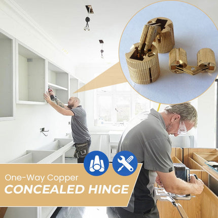 JWDX, One Way Copper Concealed Hinge 8 16Mm Brass Barrel Hinges Cabinet Furniture Hinges Concealed Hidden Barrel Hinge for Diy Wooden Doors Cabinet Doors Jewelry Box One Size SL5.