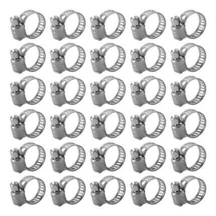 30Pc 304 Stainless Steel Beautiful Throat Clamp (Hand-Made 30Pc 304 10-16Mm Throat Clamp) JWDX, 30 Pack Hose Clamps Stainless Steel Clamps Worm Gear Hose Clamp Miniature Powerseal Kit One Size Silver.