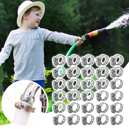 30Pc 304 Stainless Steel Beautiful Throat Clamp (Hand-Made 30Pc 304 10-16Mm Throat Clamp) JWDX, 30 Pack Hose Clamps Stainless Steel Clamps Worm Gear Hose Clamp Miniature Powerseal Kit One Size Silver.